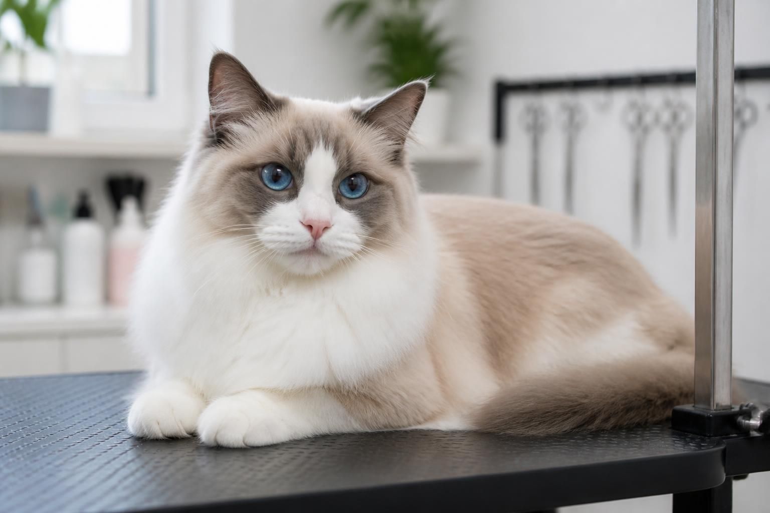 Calm well-groomed cat with a clean soft coat