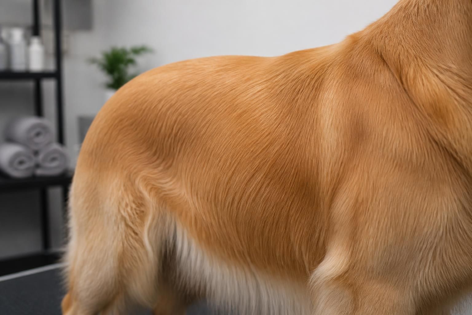 Smooth de-shedded pet coat with a neat finished texture