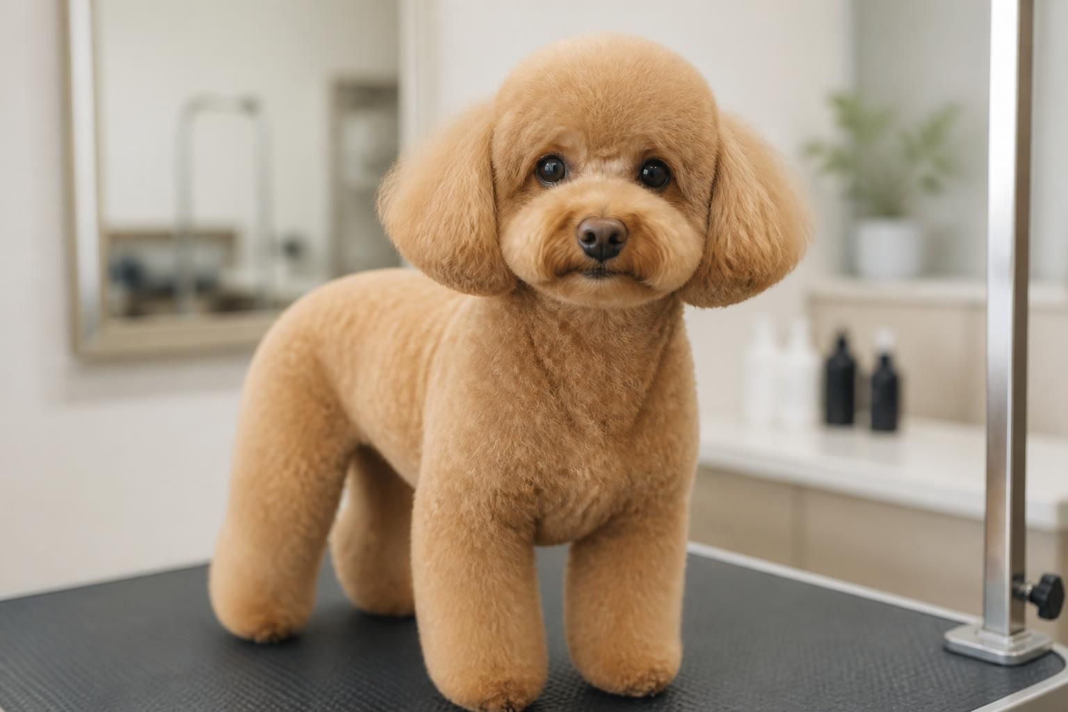 Freshly groomed dog with a clean, well-shaped coat