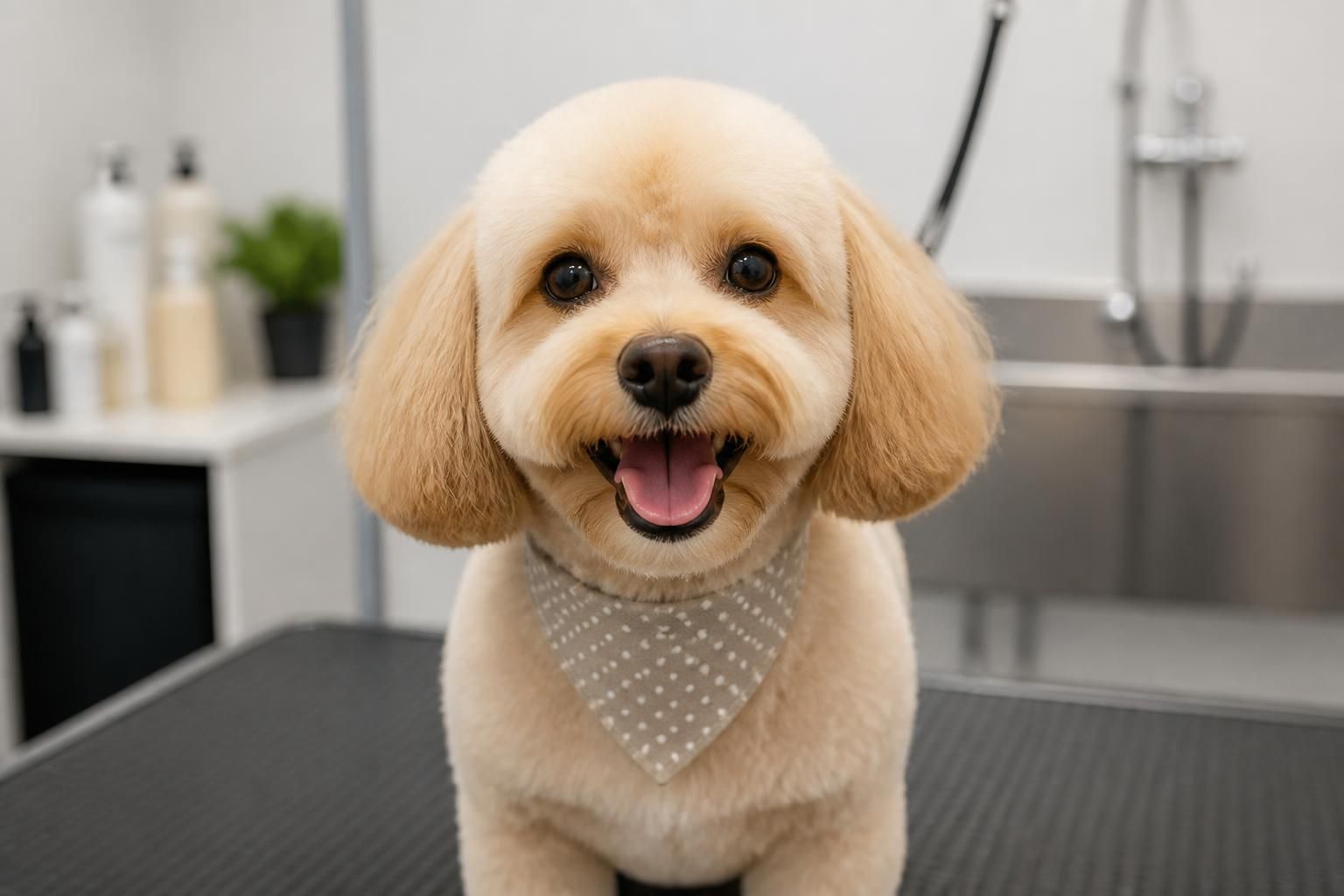 Freshly groomed pet with a healthy clean smile